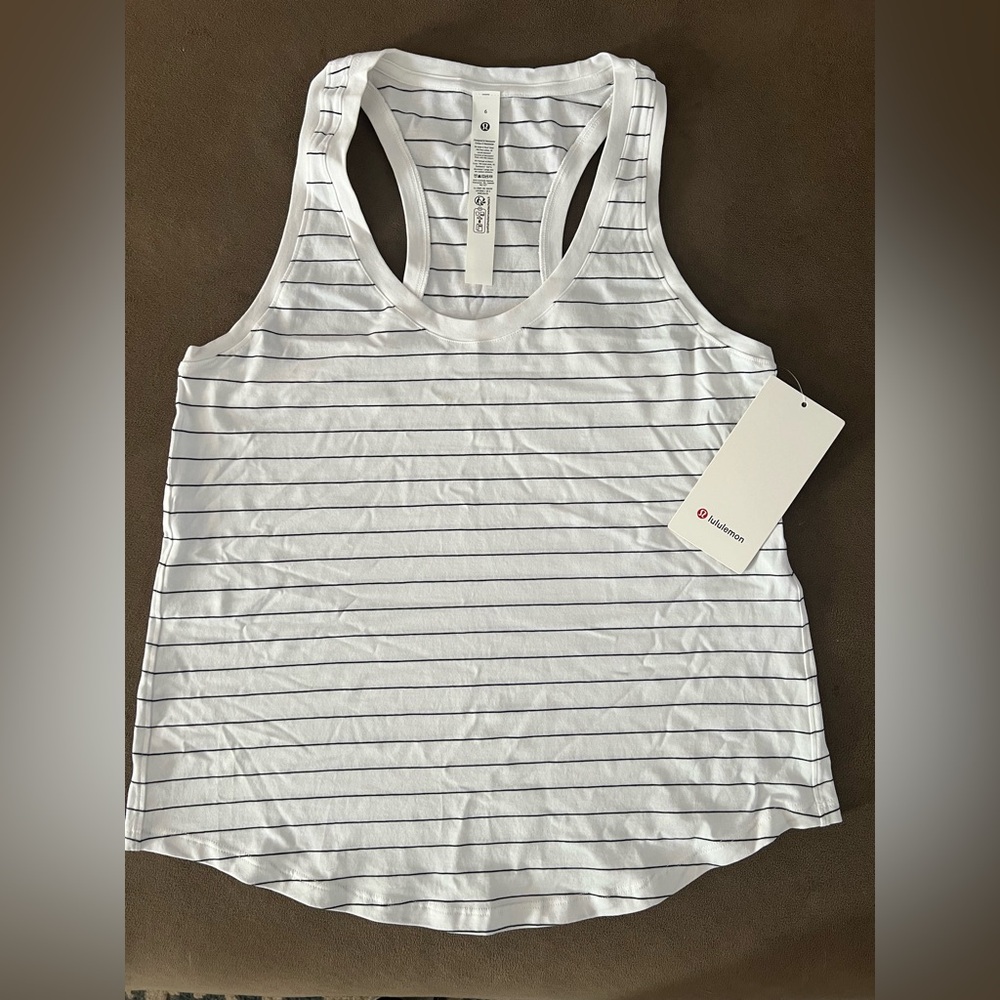 lululemon athletica White Striped Love Tank Top